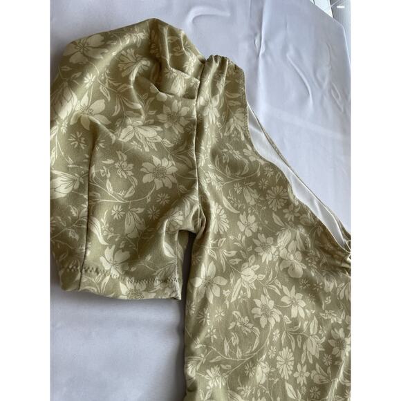 Free People Something Bout You Floral Print Bodysuit In Pale Yellow Tan Size XS - Picture 13 of 14